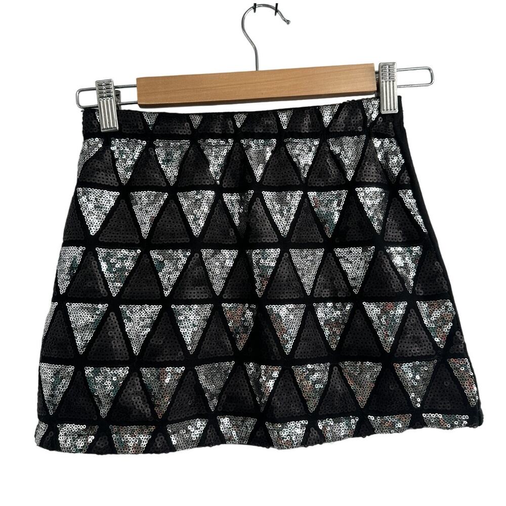 Guess Kids Black Sequined A Line Skirt‎ M(10-12) NWT